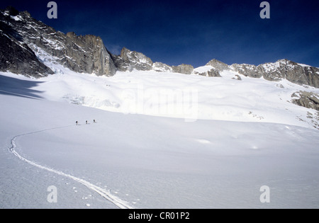 Schweiz, Graubünden, Bregaglia Palette, Skitouren gehen bis Cima di Castello (3300m) Stockfoto