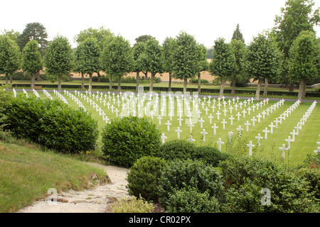 Die geschwungenen Reihen von Gräbern an der Aisne-Marne amerikanischen Friedhof Belleau Nr Chateau Thierry France Stockfoto