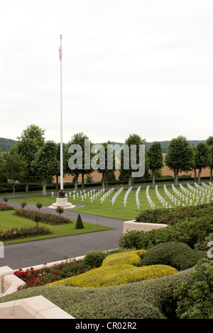 Fahnenmast an der Aisne-Marne amerikanischen Soldatenfriedhof Belleau Nr Chateau Thierry France Stockfoto