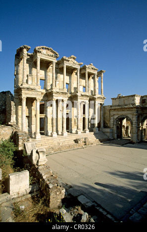 Türkei, Ägäis, antiken Stadt Ephesus, Celsus (Celsius) Bibliothek Stockfoto