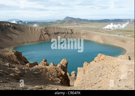 Vulkanismus, Krater, um blaue See, See Viti, crater Lake, Krafla, See Mývatn Region, Myvatn, Island, Scandinavia Stockfoto