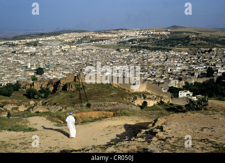 Marokko, mittleren Atlas, Fez, Kaiserstadt, Überblick über die Stadt von den Hügeln Stockfoto