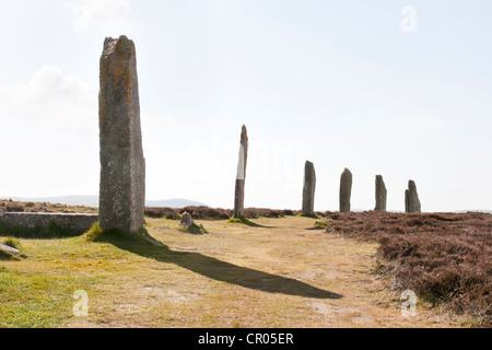 Der Ring von Brodgar auf den Orkney-Inseln Silhouette Stockfoto