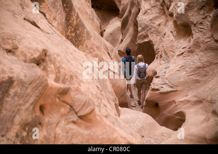 Wanderer erkunden Felsformationen Stockfoto