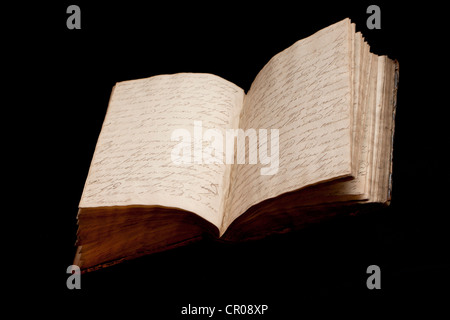 Kupferstich-Handschrift in antiken Notebook datiert 1806 bis 1807 Stockfoto