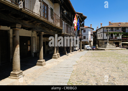 Plaza Mayor Stadt Platz von La Alberca, Sierra de Francia, Castilla y Leon und Kastilien und León, Spanien, Europa Stockfoto