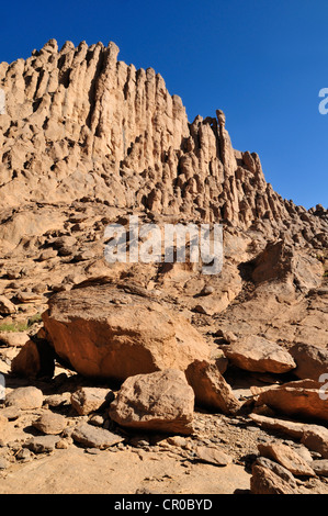 Granit-Landschaft am Atakor, Hoggar, Ahaggar Berge, Wilaya Tamanrasset, Algerien, Sahara, Nordafrika Stockfoto