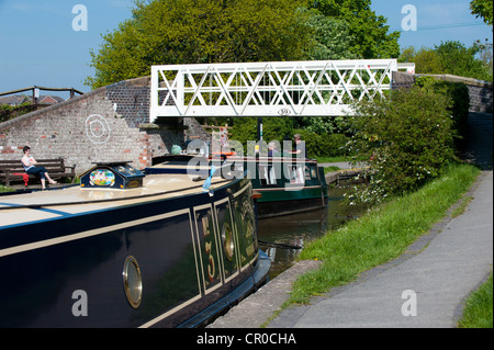 Hausboote auf dem Ellesmere-Arm der Llangollen Canal Shropshire England Stockfoto