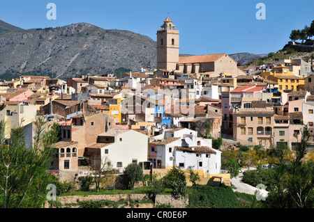 Blick auf das Dorf Polop De La Marina, Costa Blanca, Spanien, Europa Stockfoto