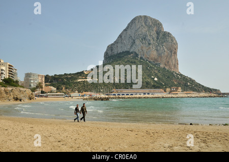 Markante Felsen Peñón de Ifach, Wahrzeichen von Calpe, Costa Blanca, Spanien, Europa Stockfoto