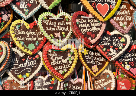 Lebkuchen Herz, Oktoberfest, München, Bayern, Deutschland, Europa Stockfoto