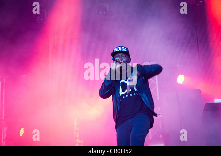 Dizzee Rascal führt auf der Bühne Evolution Festival 2012, Newcastle, 3. Juni 2012 Stockfoto