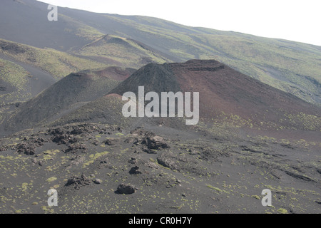 Silvestri Craters (Schlacke Kuppeln) an den unteren Hängen des Ätna, Sizilien Stockfoto