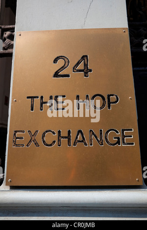 Die Hop Exchange Zeichen, 24 Southwark Street, London, England, UK Stockfoto
