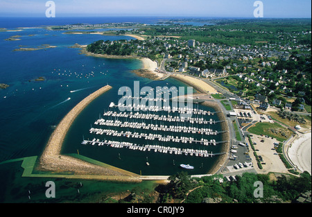 Frankreich, Côtes d ' Armor, Trebeurden Hafen (Luftbild) Stockfoto