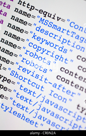 HTML-Computer-Code, Hintergrundbild, die stellvertretend für Internet-Konzept Stockfoto