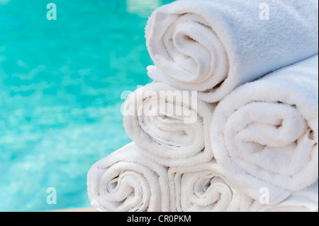 Mexiko, Yucatan, Handtücher vor Wasser aufgerollt Stockfoto