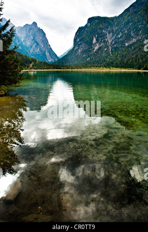 Lago di Dobiacco See, Dolomiten, Italien, Europa Stockfoto