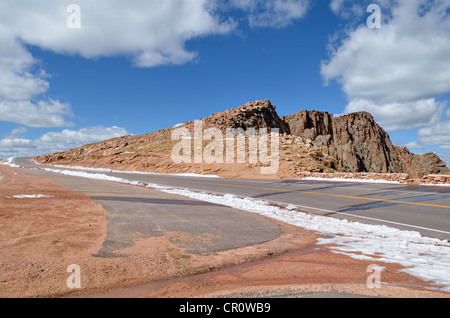 Leeren Parkplatz neben Pikes Peak Highway, Colorado Springs, Colorado, USA Stockfoto