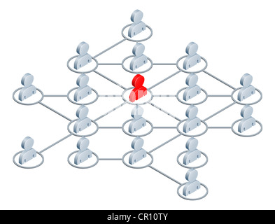 Konzeptionelle Darstellung der ein Netzwerk von Menschen, die miteinander verbunden, wie das Internet oder social Media Netzwerk Stockfoto