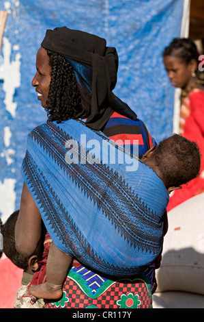 Äthiopien, Afar-Region, Awash Saba, Markttag, Porträt von Afar Stamm Stockfoto