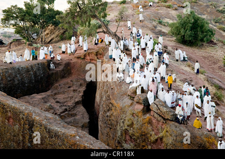 Äthiopien, Amhara Region, Lalibela, Saint Gabriel religiöse Zeremonie der Bet Gabriel Rafael Church, UNESCO-Welterbe Stockfoto