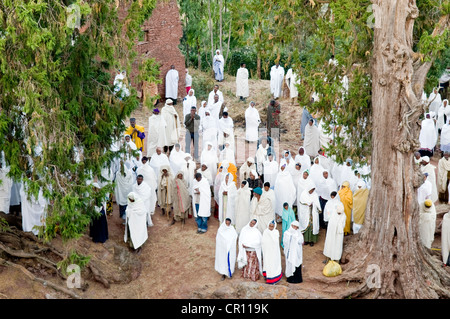 Äthiopien, Amhara Region, Lalibela, Saint Gabriel religiöse Zeremonie Bet Gabriel Rafael Church Stockfoto