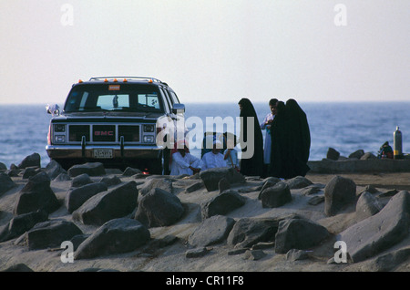 Szenen auf der Jeddah Corniche, die etwa 30 km entlang der Urlaubsort an der Küste der Stadt erstreckt. Stockfoto