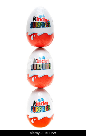 Drei kinder Überraschungseier Stockfoto