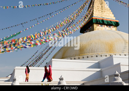 Nepal, Kathmandu-Tal als Weltkulturerbe der UNESCO, Bagmati Zone, buddhistische Stupa von Bodnath aufgeführt Stockfoto