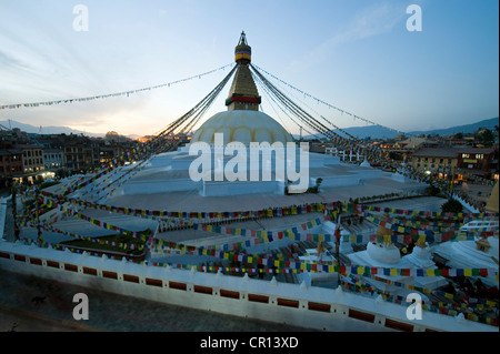 Nepal, Kathmandu-Tal als Weltkulturerbe der UNESCO, Bagmati Zone, buddhistische Stupa von Bodnath aufgeführt Stockfoto