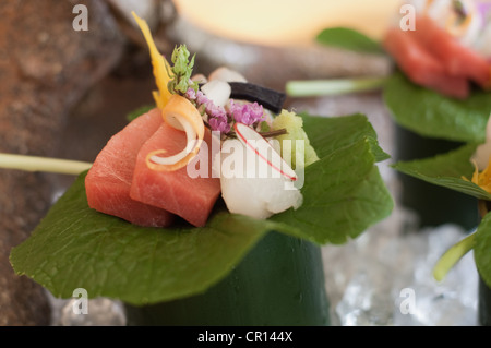 Nahaufnahme von reich verzierten Stück sushi Stockfoto