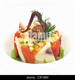 Nahaufnahme der Platte des sardischen couscous Stockfoto