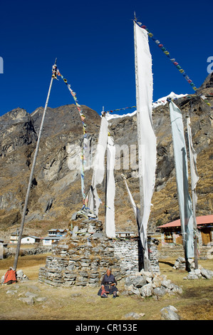 Nepal, Bagmati Zone, Langtang Nationalpark, Langtang (3514m) Stockfoto