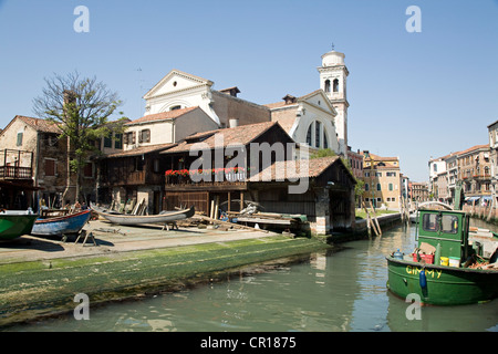 Italien Venezia Venedig Weltkulturerbe von UNESCO Squero di San Trovaso, eines der letzten Workshop für Gondel Handwerk machen Stockfoto