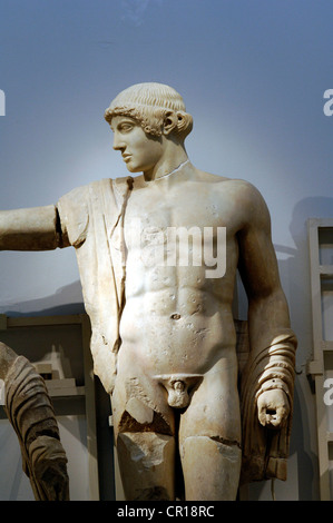 Griechenland, Olympie (Olympia), Archäologisches Museum, Westgiebel des Zeustempels de Stockfoto