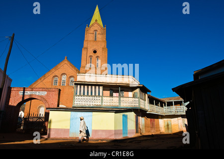 Zentrales Hochland, ehemalige Provinz von Fianarantsoa, Madagaskar, Haute Matsiatra Region, Soatanana Dorf wo der Christ Stockfoto