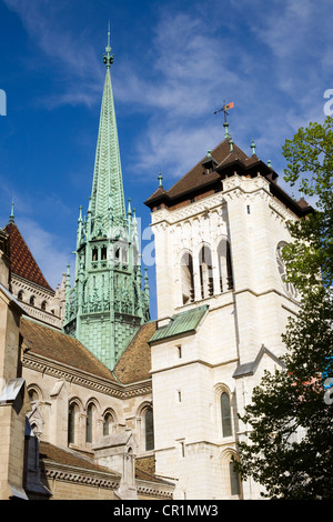 Schweiz, Genf, Saint-Pierre-Kathedrale gebaut im 13. Jahrhundert, die größte protestantische Kirche der Stadt seit 1535 Stockfoto