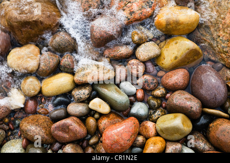 Steinen am Strand von Bornholm, Ostsee, Dänemark, Europa Stockfoto