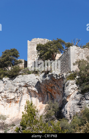 Castillo de Alaro Burgruine, Berg Puig de Alaro, Mallorca, Mallorca, Balearen, Spanien, Europa Stockfoto