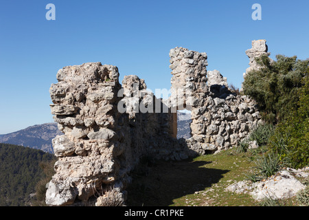 Castillo de Alaro Burgruine, Berg Puig de Alaro, Mallorca, Mallorca, Balearen, Spanien, Europa Stockfoto