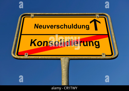 Stadt, Stadtgrenzen, Neuverschuldung und Konsolidierung, Deutsch für Neuverschuldung und Konsolidierung, symbolisches Bild für Stockfoto