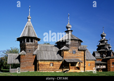 Russland, Suzdal UNESCO-Welterbe, Teil des Goldenen Rings, Museum der Holzarchitektur und alltäglichen Leben der Bauern, Stockfoto