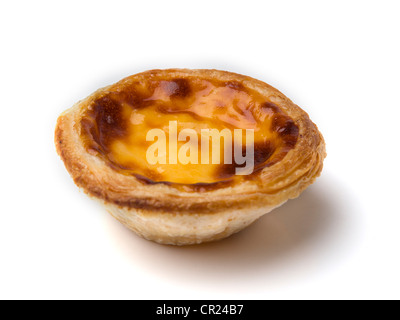 Nahaufnahme der typische portugiesische Süßspeise Gebäck Pastéis de Nata - portugiesische Puddingtörtchen mit Ei Stockfoto