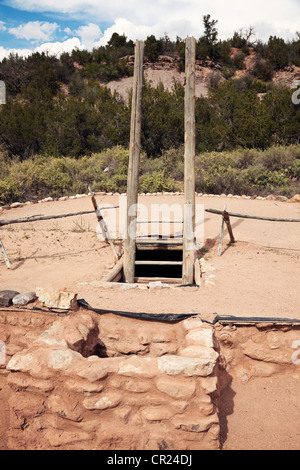 Kiva in Jemez State Monument in Jemez Springs, New Mexico, USA. Stockfoto