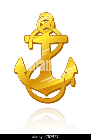 Goldener Anker. Vektor-Illustration. Stockfoto