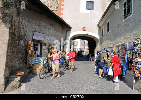 Dürnstein ist eine kleine mittelalterliche Stadt in der Wachau am Donauufer in Niederösterreich. Stockfoto