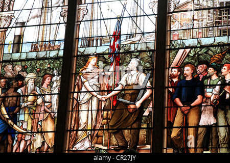 Glasmalerei in der alten Toronto City Hall Stockfoto