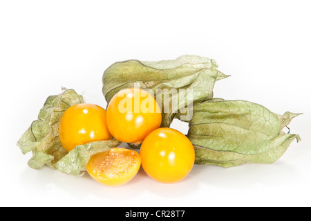 Physalis mit geschnittenen Früchten vor Stockfoto