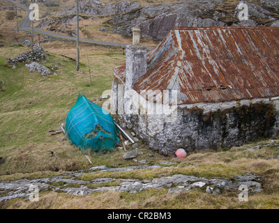 Unbewohnte Croft House, Isle of Harris, Schottland Stockfoto